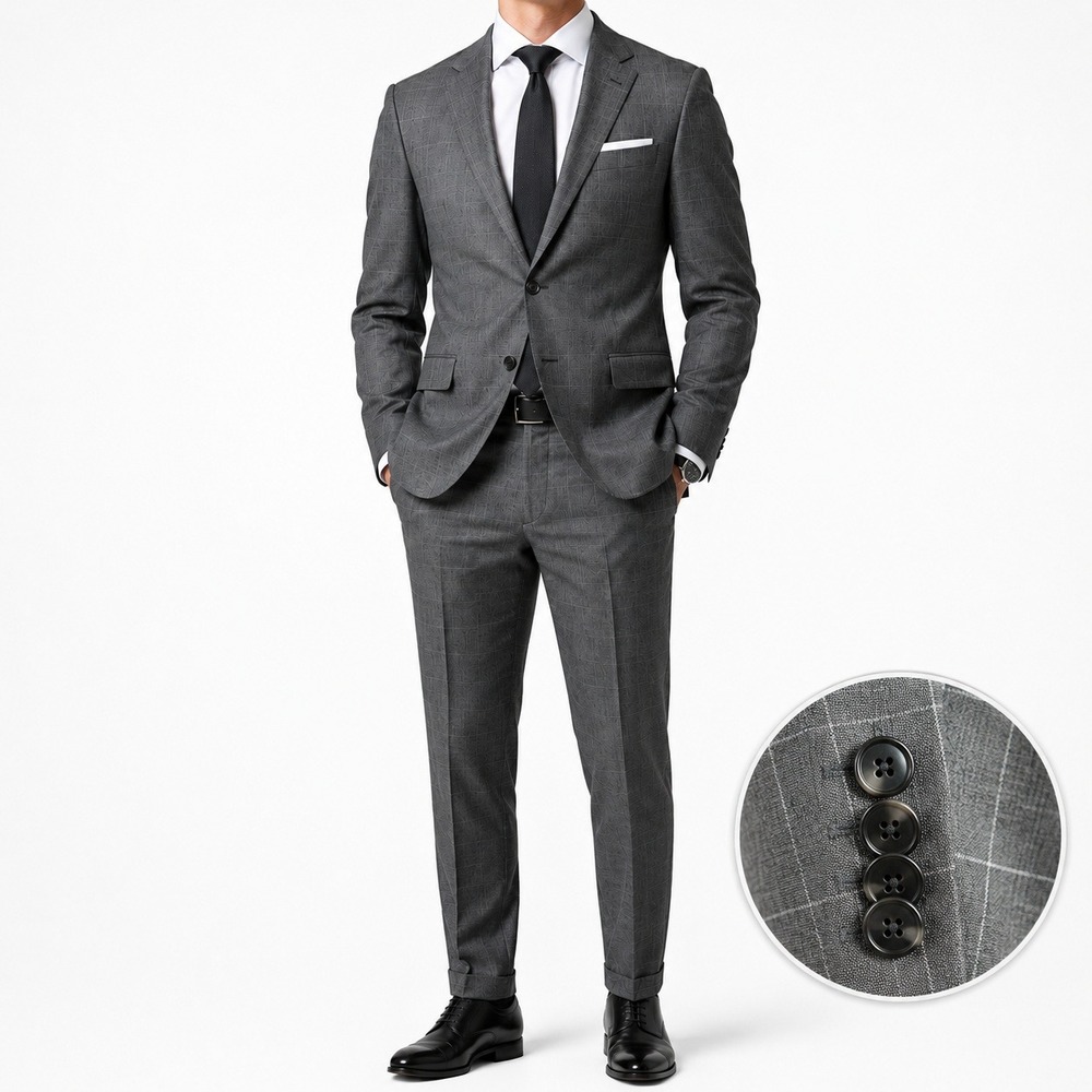 Joseph Abboud Charcoal Gray Windowpane Suit